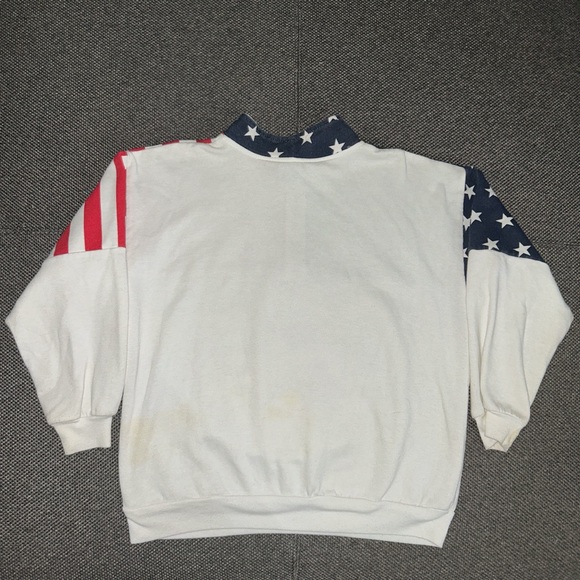 80s Patriotic American Flag 1/4 Zip Sweatshirt - Picture 4 of 4